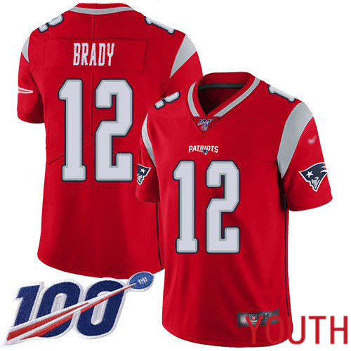 New England Patriots Football #12 100th Season Inverted Legend Limited Red Youth Tom Brady NFL Jersey->women nfl jersey->Women Jersey